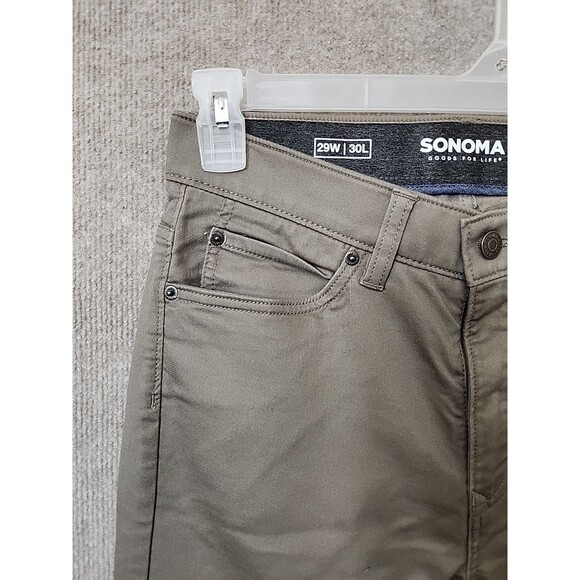 Sonoma Everyday All Day Pants Mens 29x30 Taupe Straight Fit Flexwear Waist NEW - Picture 2 of 10